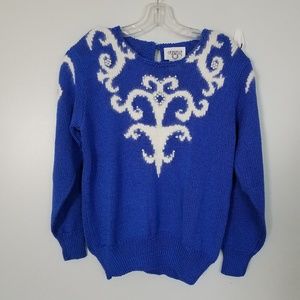 Vintage 80s Blue Angora Accent Dynasty Sweater